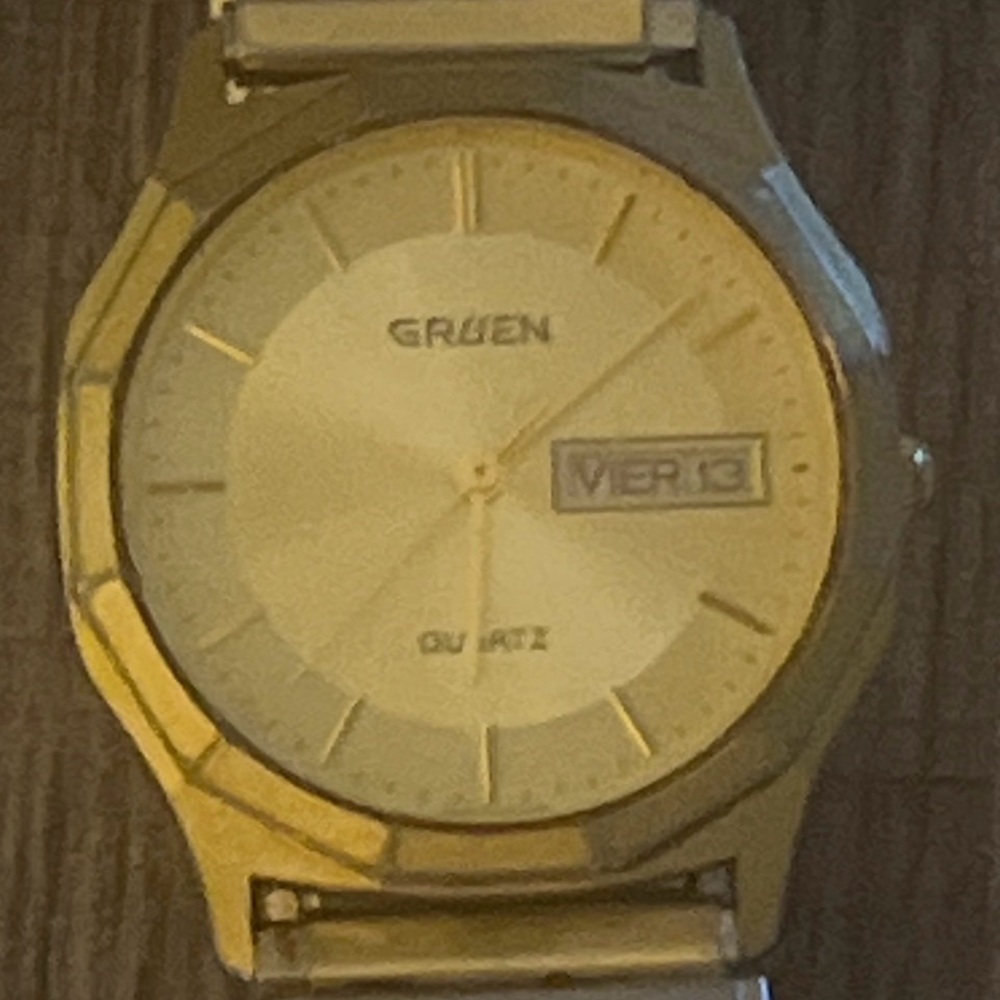 Gruen Men's Two-Tone Gold and Silver Watch FOR PARTS